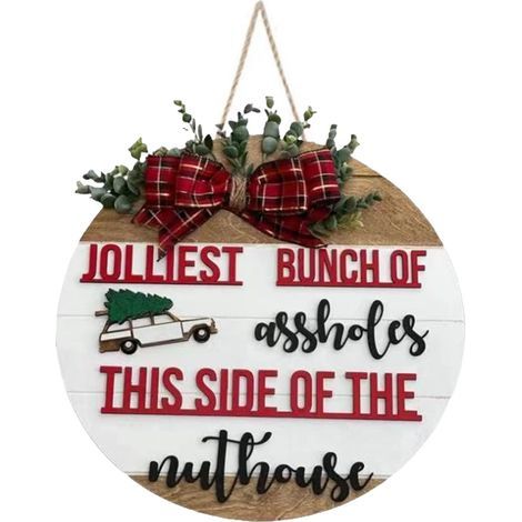3D-Weihnachtstürschild – Weihnachtliches Willkommensschild für die Haustür – Rundes, hängendes Weihnachtsschild zur Heimdekoration, Weihnachtsdekoration (Stil B) (1/5)