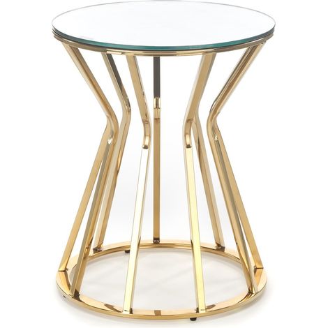 Table basse ronde 45 cm avec plateau en verre et structure en métal IDOYA 2 (1/5)