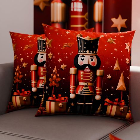 Paire de Housses de Coussin en Microfibre 80x80 cm, Coussins Décoratifs de Noël pour Chambre, Canapé, Salon, Lot de 2 Housses de Coussin, Taie d'oreiller de Noël 1 (1/3)