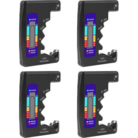 Tester per batterie BT-886 da 4 pezzi per batterie AA AAA 9V 1,5V CD - Nero