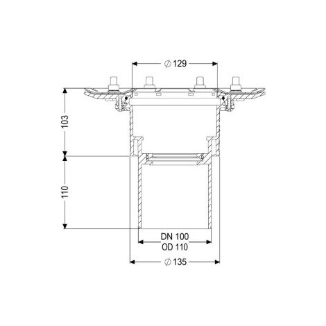 KESSEL - Corps de base Ecoguss - bride à compression, DN 100, vertical, sans siphon, 48812