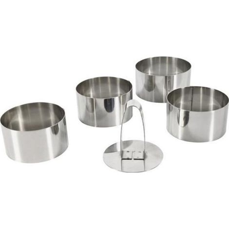 Emporte-pièce - Inox - Lot de 4 Formes + 1 Poussoir - Pour Pâtisserie et Cuisine - 8 cm - Gris