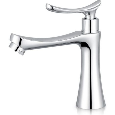 Robinet mitigeur à levier unique pour toilettes d'invités avec un trou - Montage sur pont - Chrome poli (1/4)