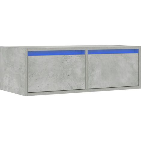 Mueble de TV moderno para montaje en pared con iluminación LED 75 x 35 x 25 cm ahorra espacio ambiente agradable madera de ingeniería gris hormigón 020051321 (1/5)