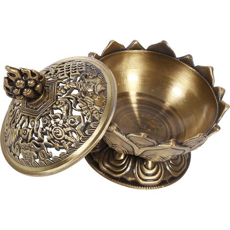 Brûleur d'Encens Rétro avec Fumée Descendante pour Maison - Support à Cônes et Bâtons Décoratif (Bronze) (1/5)
