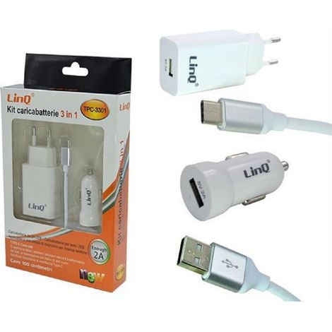 Kit De Chargeur 3 En 1 Adaptateur De Chargeur De Voiture Réseau Câble Usb Type C Tpc-3301 (1/2)