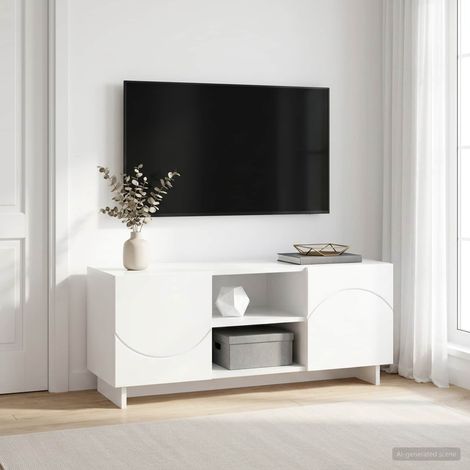 vidaXL Meuble TV 90 x 34,5 x 40 cm Blanc Bois d'ingénierie (1/5)