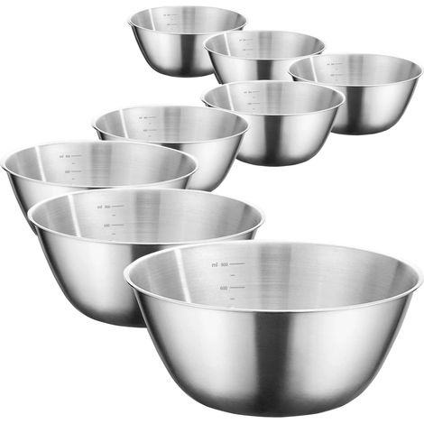 Lot de 8 bols en acier inoxydable légers et incassables de 800 ml, non toxiques, passent au lave-vaisselle, sans BPA et sains (1/5)