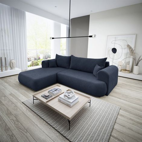 Ecksofa Schlafsofa ANIKE Stoff Now or Never Dunkelblau Ottomane Links (1/5)