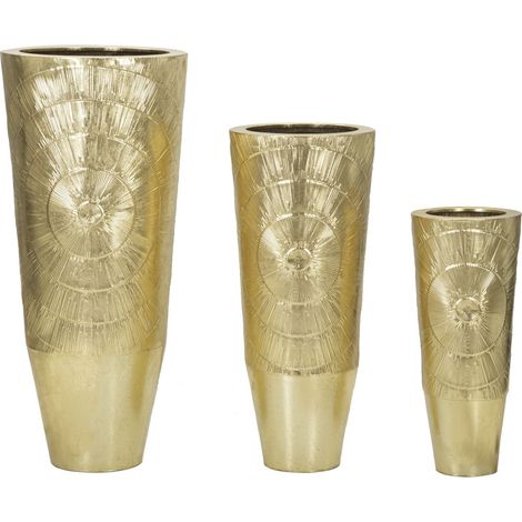 Set 3 portavasi Goldely oro in ferro con decoro a raggera