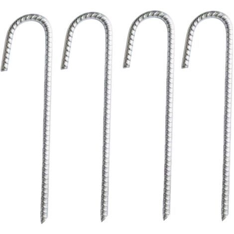 Pack of 4 Heavy Duty Galvanised Steel J-Rebar Anchor Stakes - for Marquees, Gazebos, Castles, Tents, Trampolines, Bouncy Castles, Camping, Football Nets (1/5)