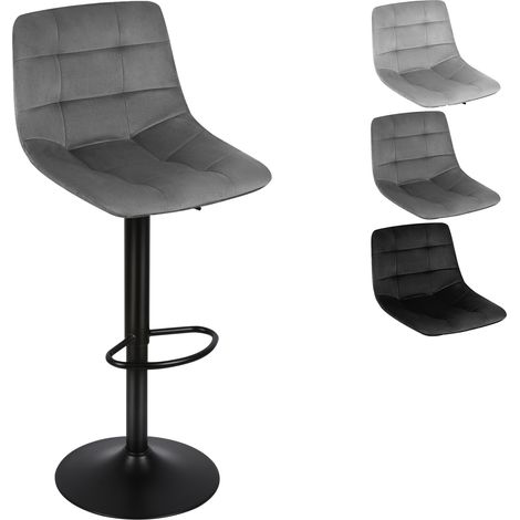 Juego de 2 Taburete de Bar con Respaldo Terciopelo Taburetes Alto Cocina, Taburete Cocina Moderna - Gris oscuro (1/5)