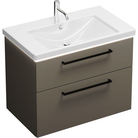 Vasque en céramique Burg Eqio + meuble sous-vasque gris brillant/blanc alpin GR0234