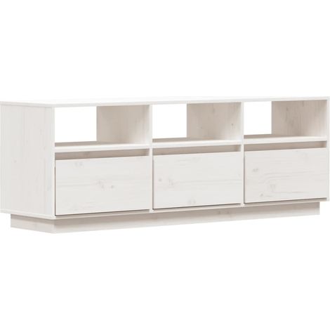 Mobile TV multimediale scaffale per televisione televisore buffet sala da pranzo soggiorno camera da letto 140 x 37 x 50 cm legno massello di pino bianco 020025929