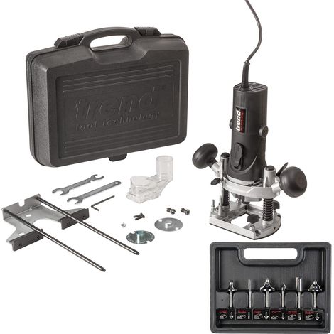 Trend T4ELK 110v 1/4in Compact Variable Speed Plunge Router 759W x6 1/4 Cutters (1/5)