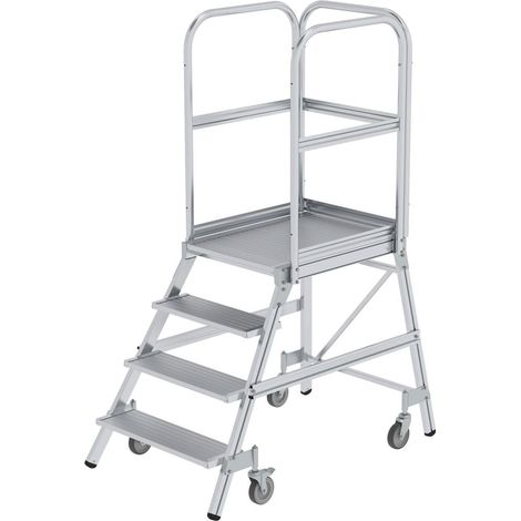 MUNK Podestleiter fahrbar Aluminium geriffelt 4 Stufen (1/5)