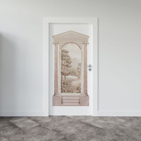 Grand Décor Panoramique Découpé, trompe l'oeil arche antique, vue sur nature, 160 cm X 80 cm (1/5)