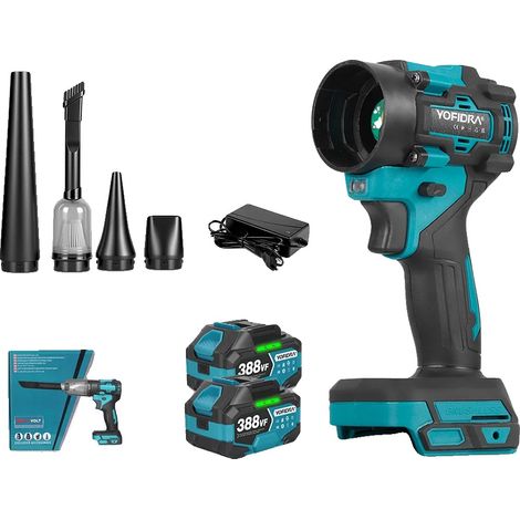 Souffleur Aspirateur, Moteur Sans Balais, Puissance de 1200W, 2 Ensemble de Batteries (1/2)