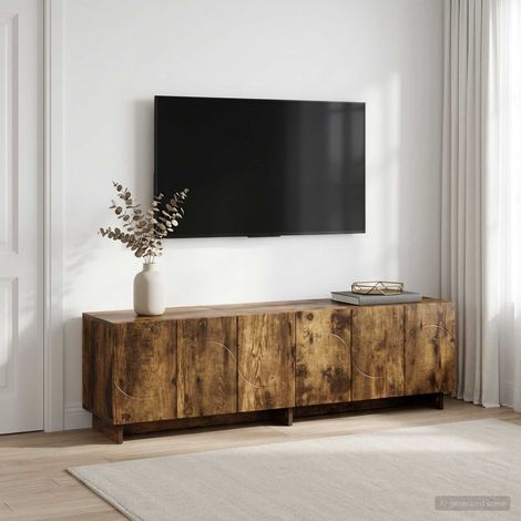 vidaXL TV Stand 140 x 34.5 x 40 cm Smoked Oak Engineered Wood (1/5)