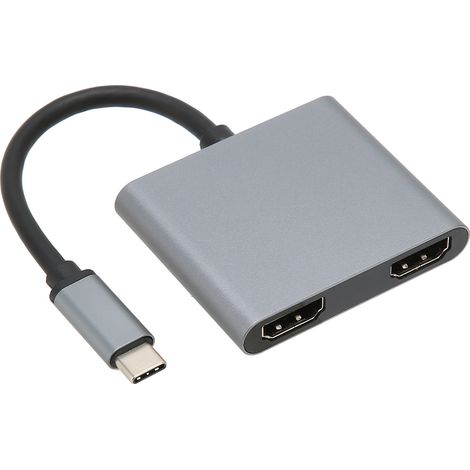 Adaptateur USB-C vers double interface multimédia HD 4K 60 Hz pour tablettes OS Pro Air 2020, 2019 et 2018 et Dell XPS 13 et 15 pouces