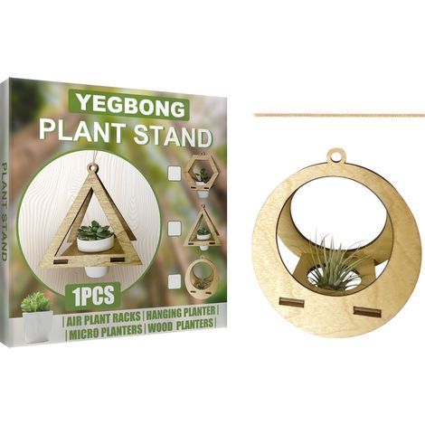 EASYCOMFORT Jardinière suspendue géométrique végétale, en bois, suspendue, décoration d'intérieur, conteneur de jardinière (1/5)