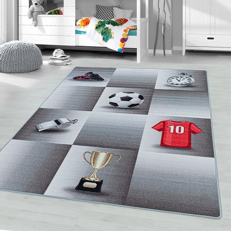 Tapis enfant antidérapant football Storado Gris 140x200