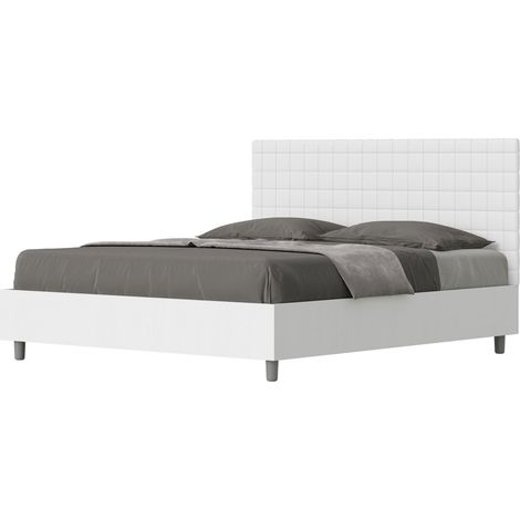 Letto matrimoniale contenitore doppia alzata 160x200 bianco frassino testata similpelle bianco Burmy