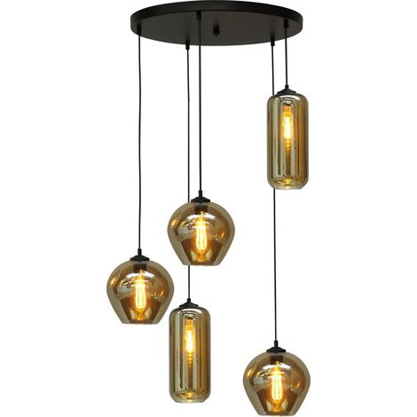 Lampe suspendue Quinto Smoke Curiosa à 5 lumières - 2262-05-50-5-05-35 (1/3)
