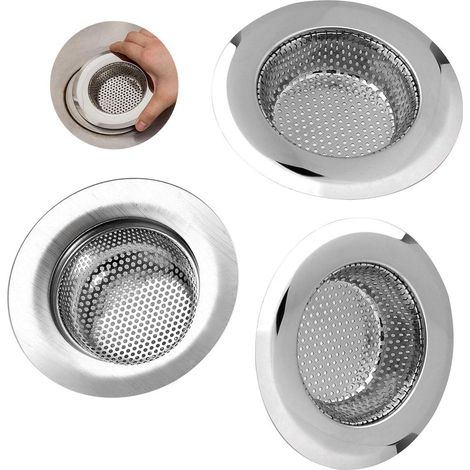 Abflusssieb Edelstahl, Sieb Dusche Abfluss, Abflusssiebe für Waschtisch, Haarsieb Dusche für Dusche, Spüle, Waschbecken und Badewanne, (Außendurchmesser 7CM, 3 Stück) (1/5)
