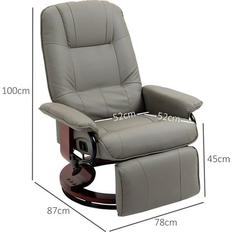 Fauteuil inclinable, fauteuil TV, fauteuil lounge, similicuir, pivotant à 360°, inclinable à 145°, gris, 78 x 87 x 100 cm (1/5)