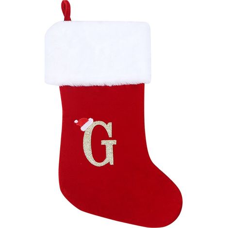 Deux grandes chaussettes de Noël à suspendre, idéales pour les sacs cadeaux du Père Noël, les sachets de bonbons, et parfaites pour décorer le sapin et la cheminée. Dimensions : 46 x 24 cm. (1/5)