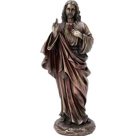 Statue Sacré-Cur de Jésus en bronze coulé à froid 20,5 cm