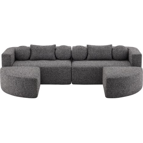 Sofá cama modular de chenilla negra 292 x 165 x 68 cm sin montaje (1/5)