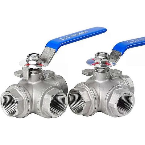 Vanne à bille trois voies en acier inoxydable 304, filetage interne, type L ou T, 1/2 3/4 1 1-1/4 1-1/2 2 (1/5)