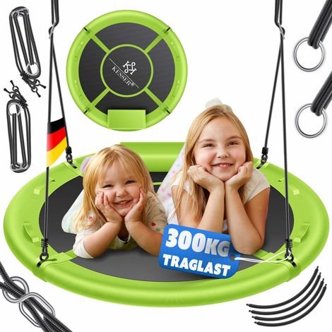 KESSER® Nestschaukel Tellerschaukel Hängeschaukel Rundschaukel Schaukel verstellbar Garten-Schaukel Kinderschaukel Indoor - Outdoor-Schaukel für Kinder und Erwachsene Grün / 100cm