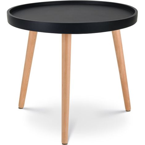 Table d'appoint noire JOANA ronde en Bois Ø50 cm