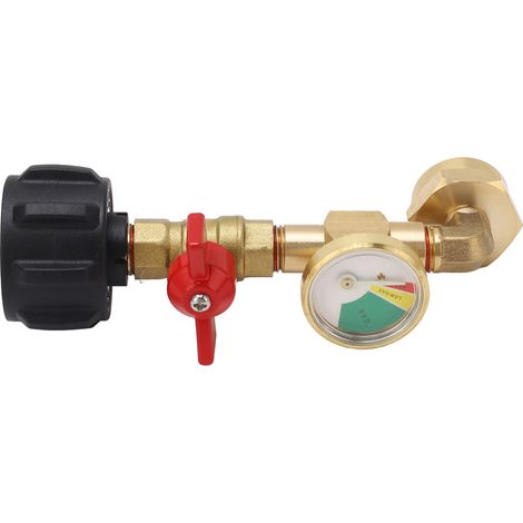 Adaptateur de recharge de Propane avec manomètre et vanne de commande marche/arrêt, coude de gaz pour réservoir de 1LB, cylindre de 1 à 20LBS QCC1 (1/5)