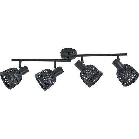 [GEBRAUCHT] B-Ware Lindby Deckenleuchte Lampe Eskil Schwarz Bambus 4 Flammig E14 Led Leuchte Licht