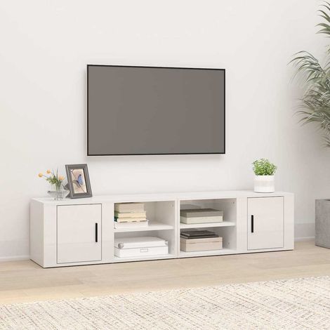 vidaXL Muebles para TV 2 uds madera blanco brillo 80x31,5x36 cm (1/5)