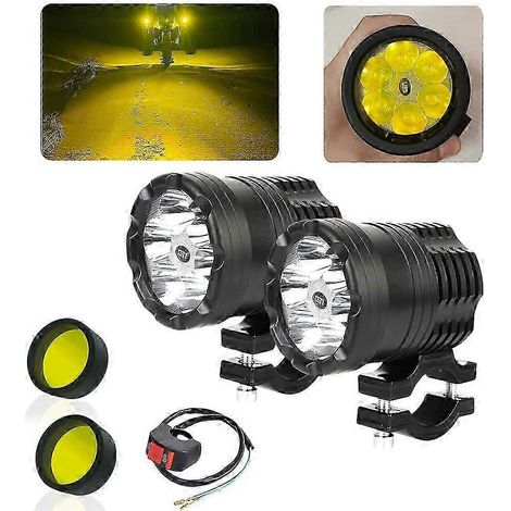 Phares LED additionnels pour moto, feux de brouillard, feux de route/croisement/stroboscope, projecteurs avant auxiliaires, feux clignotants ronds longue portée (1/3)