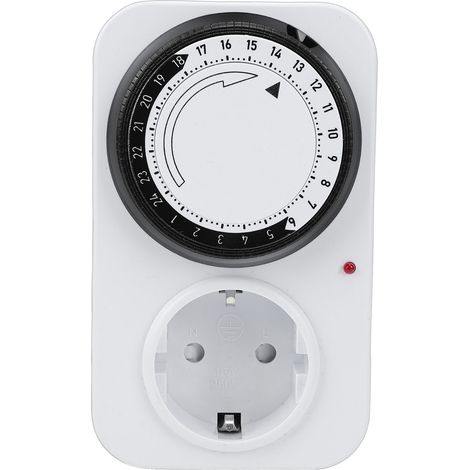 Presa con timer meccanico da 24 ore con 96 segmenti (15 min), blocco di sicurezza per bambini, ciclo giornaliero di accensione/spegnimento - spina europea.