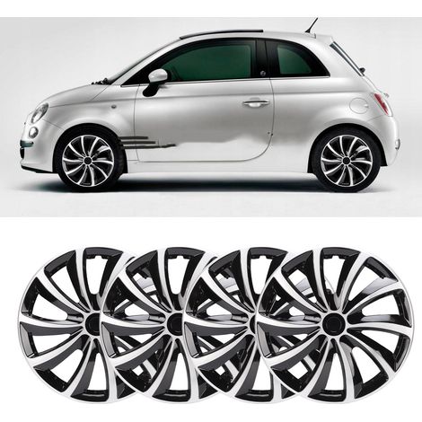 Lot de 4 enjoliveurs 16 pouces, protection anti-rayures, design élégant, compatibilité universelle R16, pour la plupart des voitures, camions et SUV, argent et noir. (1/5)