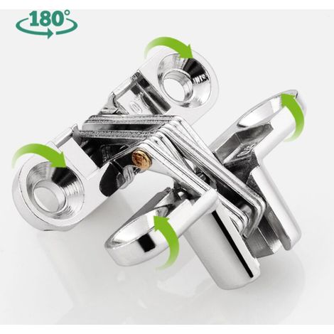 Charnières invisibles en croix, charnières cachées à 180 degrés pour porte (lot de 2) (1/5)
