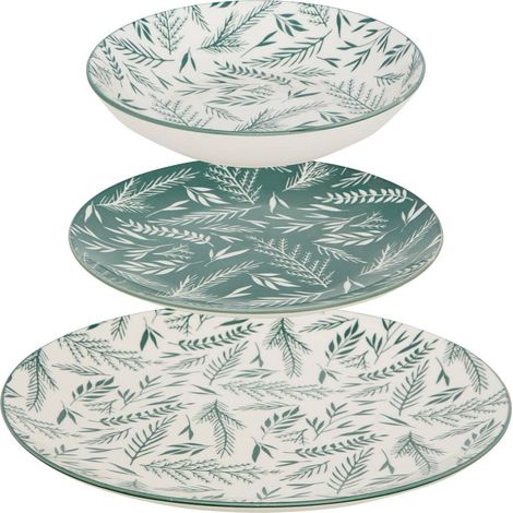 Agathe servicio de mesa 12 pieza(s) verde D26,5xp2,4cm - Atmosphera créateur d'intérieur (1/5)