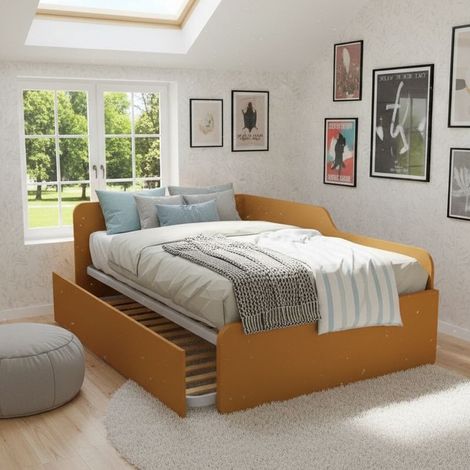 Divano letto piazza e mezza 120x190 con spalliera e secondo letto estraibile - Zolfo