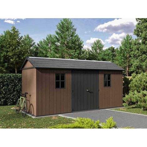 CASETA COBERTIZO RESINA JARDIN NEWTON 7515 KETER CON PUERTA LATERAL