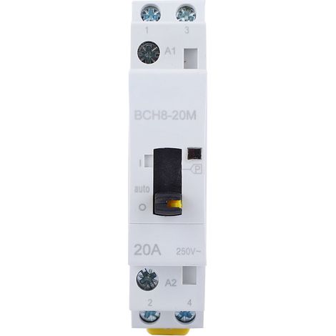 Contacteur Modulaire BCH8-20M 2P 20A 24V AC avec Commande Manuelle, Interrupteur de Puissance pour Tableau Électrique, 2NO, Usage Domestique (1/5)