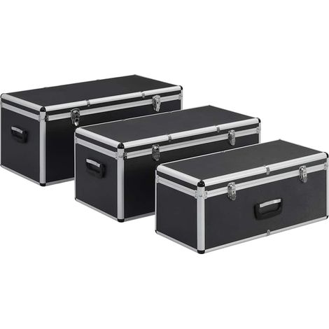 vidaXL Cajas de almacenamiento 3 unidades aluminio negro (1/2)