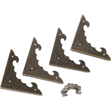 Protections d'angle métalliques, vintage, lot de 4, bronze (1/5)