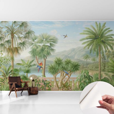 Selbstklebend Tapete - Wandgestaltung - Tapete Wohnzimmer - Flur Eingangsbereich Exotische Landschaft 416x254 cm (1/5)